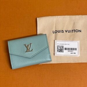 Louis Vuitton LockMini Wallet Mint Green Calf Leather Silver LV Hardware M68481